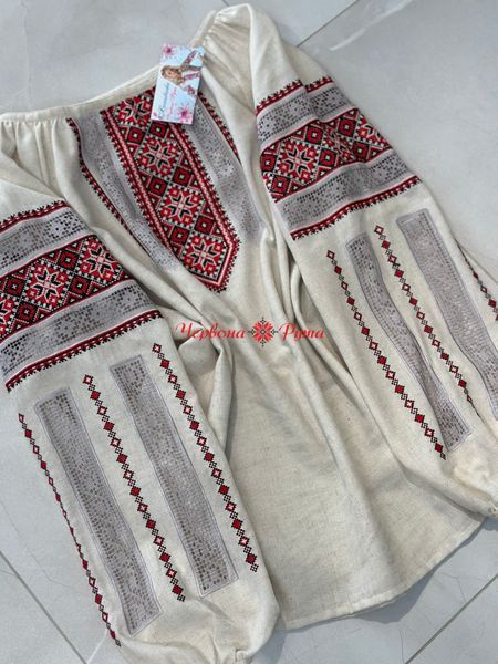 Блуза сіра (модель 3) червона виш. НФ-00000243 фото