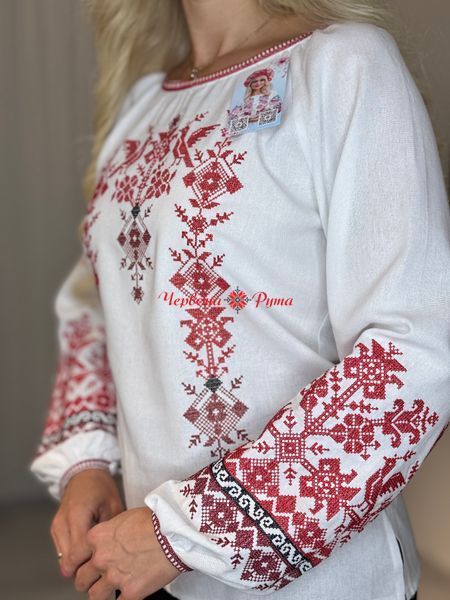 Блуза біла Дивоптахи черв .виш. 000003030 фото