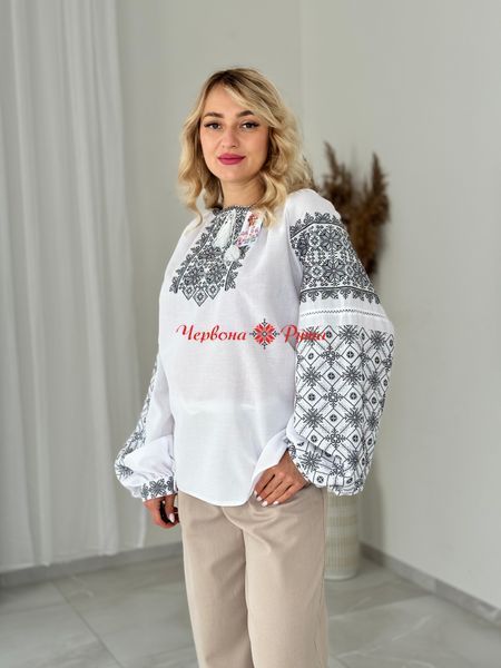 Блуза Орнамент (модель 9 ) довгий рукав сіра виш. 000001640 фото