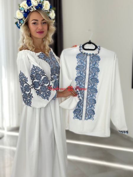 Комплект Вишуканість молочний світло - блакитна виш. НФ-00000627 фото